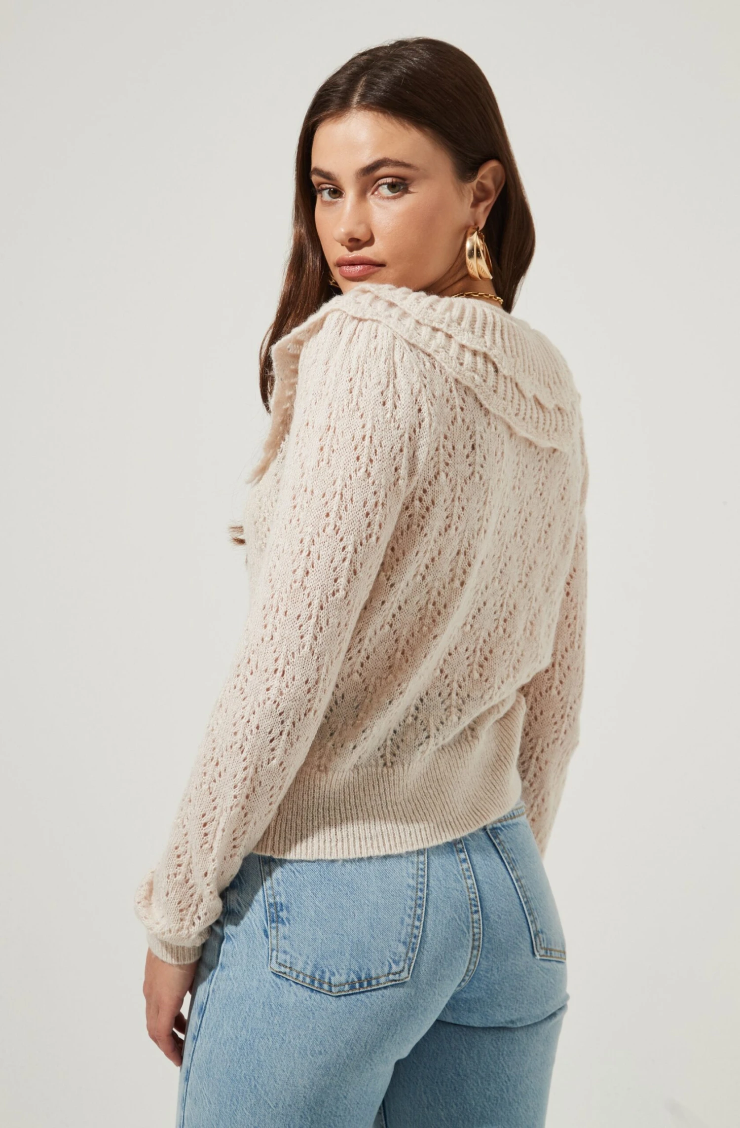 Everlong Scalloped Collar Pointelle Cardigan 4 Everlong Scalloped Collar Pointelle Cardigan - Image 2