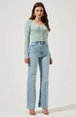 Bouquet Floral Embroidered Cardigan 8 Bouquet Floral Embroidered Cardigan -Astr The Label Shop ACT16761 SAGE 1