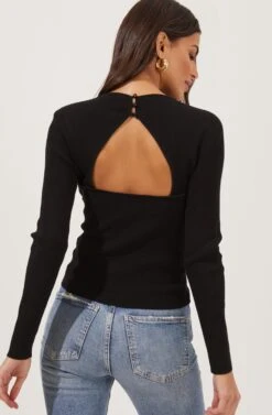 Rosa Scoop Neck Cutout Sweater -Astr The Label Shop ACT16763 BLACK 3