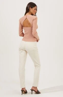 Rosa Scoop Neck Cutout Sweater -Astr The Label Shop ACT16763 BLUSH 3