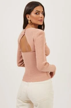 Rosa Scoop Neck Cutout Sweater -Astr The Label Shop ACT16763 BLUSH 4