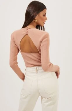 Rosa Scoop Neck Cutout Sweater -Astr The Label Shop ACT16763 BLUSH 6