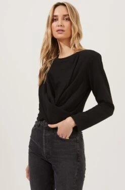 Moxie Cropped Wrap Front Sweatshirt -Astr The Label Shop ACT16783F BLACK 3