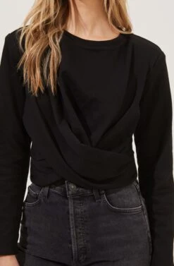 Moxie Cropped Wrap Front Sweatshirt -Astr The Label Shop ACT16783F BLACK 4