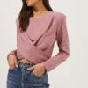 Moxie Cropped Wrap Front Sweatshirt -Astr The Label Shop ACT16783F DUSTYROSE 2