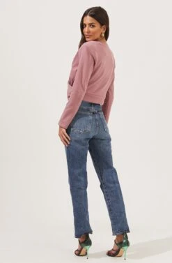 Moxie Cropped Wrap Front Sweatshirt -Astr The Label Shop ACT16783F DUSTYROSE 5