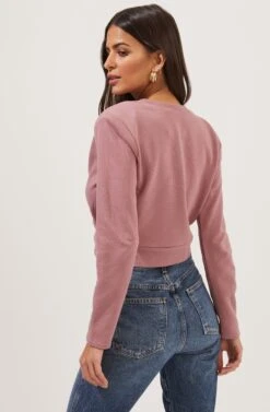 Moxie Cropped Wrap Front Sweatshirt -Astr The Label Shop ACT16783F DUSTYROSE 6