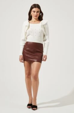 Cabot Ruffle Faux Pearl Embellished Sweater 16 Cabot Ruffle Faux Pearl Embellished Sweater -Astr The Label Shop ACT16785 OFFWHITE 1