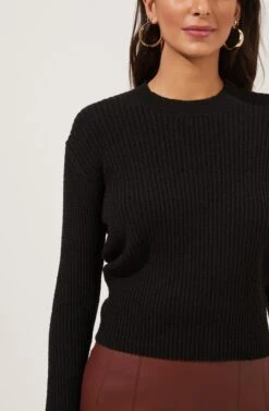 Prescott Ribbed Knit Backless Sweater -Astr The Label Shop ACT16799 BLACK 6