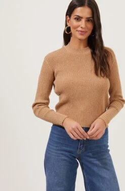 Prescott Ribbed Knit Backless Sweater -Astr The Label Shop ACT16799 CAMEL 3