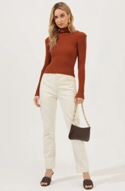 Marli Ribbed Turtleneck Sweater -Astr The Label Shop ACT16808 RUST 1