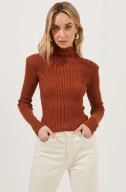 Marli Ribbed Turtleneck Sweater -Astr The Label Shop ACT16808 RUST 2
