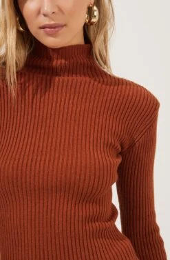 Marli Ribbed Turtleneck Sweater -Astr The Label Shop ACT16808 RUST 3