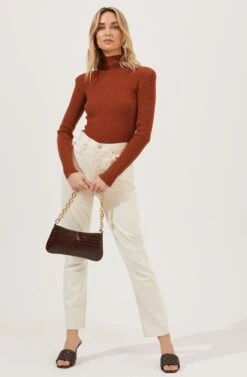 Marli Ribbed Turtleneck Sweater -Astr The Label Shop ACT16808 RUST 6