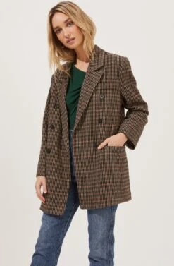 Autumn Plaid Oversized Blazer -Astr The Label Shop ACT16809 BROWN GREENPLAID 3