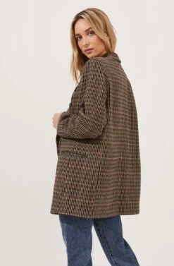 Autumn Plaid Oversized Blazer -Astr The Label Shop ACT16809 BROWN GREENPLAID 6