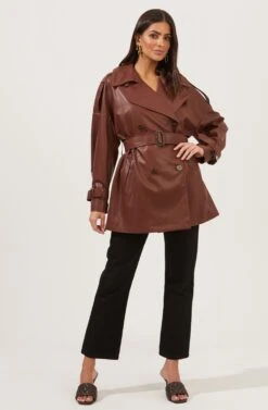 Peoria Belted Faux Leather Jacket 22 Peoria Belted Faux Leather Jacket -Astr The Label Shop ACT16822 RUSTBROWN 6