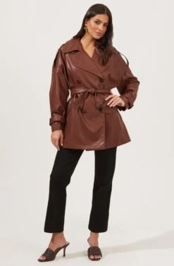Peoria Belted Faux Leather Jacket 25 Peoria Belted Faux Leather Jacket -Astr The Label Shop ACT16822 RUSTBROWN 8