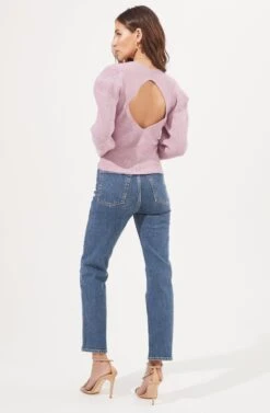 Catalina Volume Shoulder Cutout Sweater -Astr The Label Shop ACT16838 LILAC 4