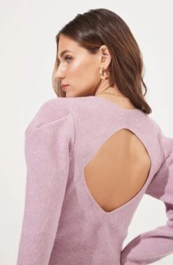 Catalina Volume Shoulder Cutout Sweater -Astr The Label Shop ACT16838 LILAC 6