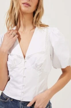 Maiden Lace Trim Collar Top 9 Maiden Lace Trim Collar Top -Astr The Label Shop ACT16853 WHITE 3