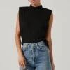 Roxette Turtleneck Shoulder Pad Top