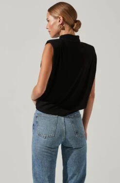 Roxette Turtleneck Shoulder Pad Top -Astr The Label Shop ACT16854 BLACK 3 24f971d5 a708 4446 8f5c cd4bc8cb1789