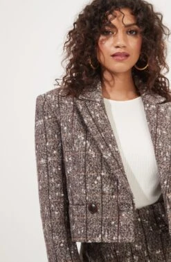 Christa Cropped Plaid Jacket -Astr The Label Shop ACT16857B BROWNMULTI 4