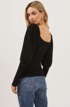 Esma Puff Sleeve Sweater 25 Esma Puff Sleeve Sweater -Astr The Label Shop ACT16860 BLACK 4