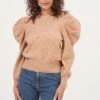 Nicola Metallic Puff Sleeve Sweater 1 Nicola Metallic Puff Sleeve Sweater -Astr The Label Shop ACT16866 APRICOT 2