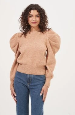 Nicola Metallic Puff Sleeve Sweater