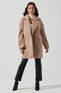 Rhea Double Breasted Coat -Astr The Label Shop ACT16870 TAUPE 1053