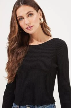Elson Open Back Chain Detail Sweater -Astr The Label Shop ACT16878 BLACK 3