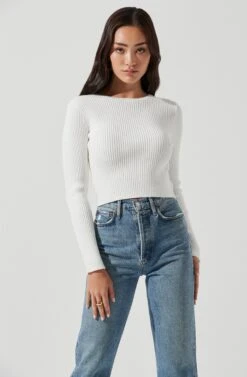 Elson Open Back Chain Detail Sweater -Astr The Label Shop ACT16878 OFFWHITE 1184