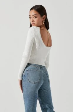 Elson Open Back Chain Detail Sweater -Astr The Label Shop ACT16878 OFFWHITE 1196