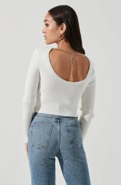 Elson Open Back Chain Detail Sweater -Astr The Label Shop ACT16878 OFFWHITE 1197