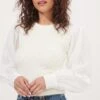 Bijoux Fuzzy Knit Puff Sleeve Sweater -Astr The Label Shop ACT16890 OFFWHITE 4