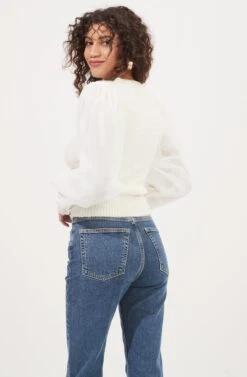 Bijoux Fuzzy Knit Puff Sleeve Sweater -Astr The Label Shop ACT16890 OFFWHITE 6