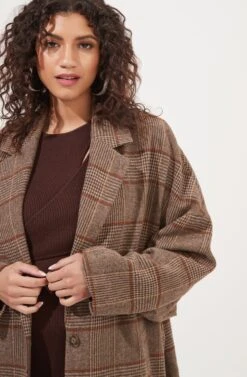 Dalary Plaid Oversized Coat -Astr The Label Shop ACT16901 BROWNMULTIPLAID 1