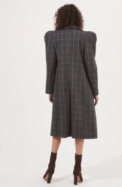 Audrey Plaid Shoulder Pad Longline Coat 9 Audrey Plaid Shoulder Pad Longline Coat -Astr The Label Shop ACT16902 CHARCOALPLAID 3