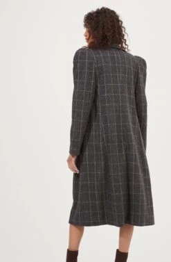 Audrey Plaid Shoulder Pad Longline Coat 11 Audrey Plaid Shoulder Pad Longline Coat -Astr The Label Shop ACT16902 CHARCOALPLAID 5