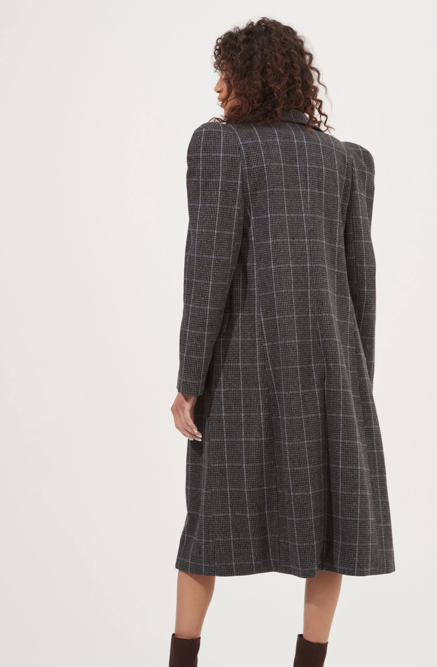 Audrey Plaid Shoulder Pad Longline Coat 7 Audrey Plaid Shoulder Pad Longline Coat - Image 5