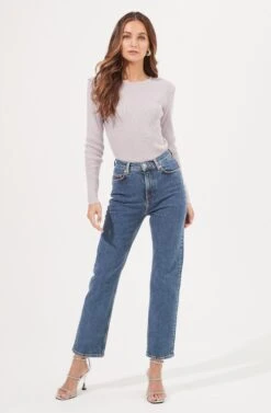 Felice Open Back Padded Shoulder Long Sleeve Sweater Bodysuit -Astr The Label Shop ACT16925 LAVENDER 1