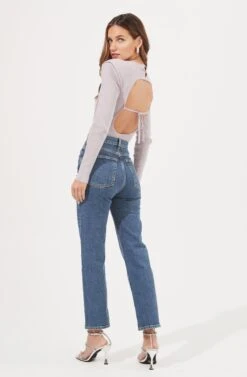 Felice Open Back Padded Shoulder Long Sleeve Sweater Bodysuit -Astr The Label Shop ACT16925 LAVENDER 4