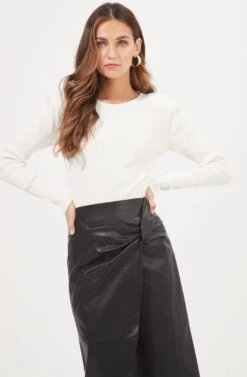 Felice Open Back Padded Shoulder Long Sleeve Sweater Bodysuit -Astr The Label Shop ACT16925 OFFWHITE 2