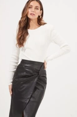 Felice Open Back Padded Shoulder Long Sleeve Sweater Bodysuit -Astr The Label Shop ACT16925 OFFWHITE 3