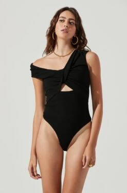 Montrose Off Shoulder Cutout Bodysuit -Astr The Label Shop ACT16962 BLACK 5