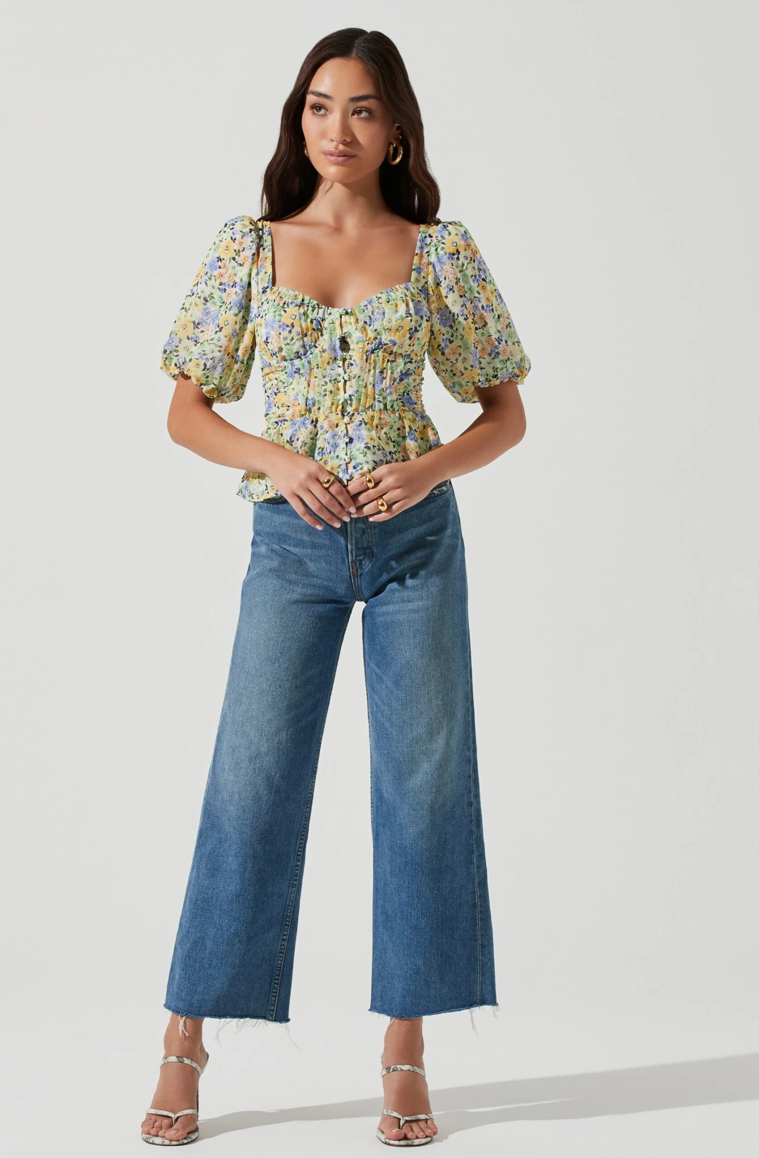 Clairemont Floral Puff Sleeve Peplum Top 4 Clairemont Floral Puff Sleeve Peplum Top - Image 2