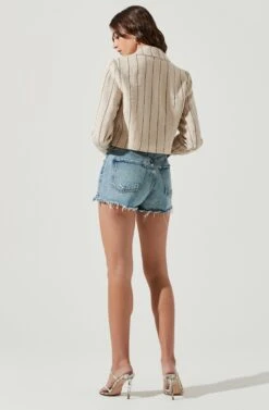 Rozette Cropped Pinstripe Jacket -Astr The Label Shop ACT16992 TAN BLACK 3