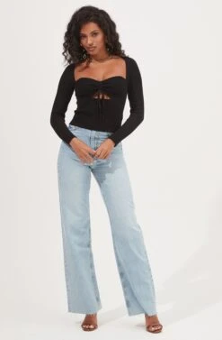 Cortana Cinched Front Cutout Sweater 17 Cortana Cinched Front Cutout Sweater -Astr The Label Shop ACT16993 BLACK 2